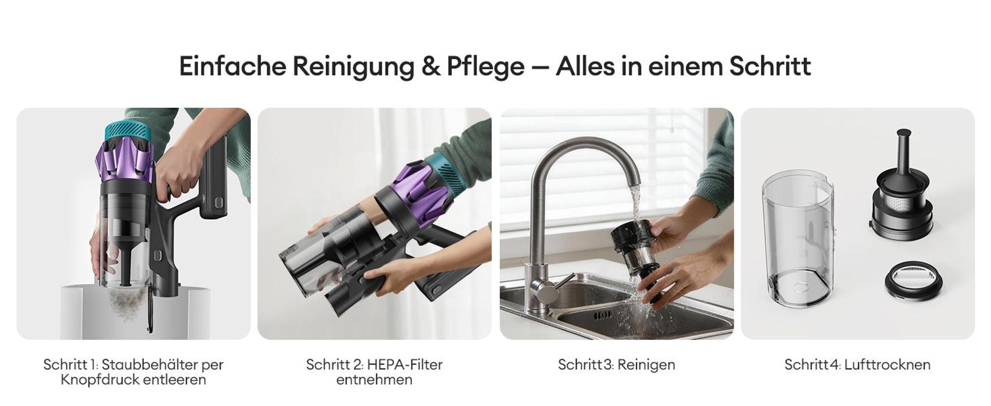 Ultenic UP18 Kabelloser Staubsauger, 76000Pa/600W/bis zu 80 Min Akkustaubsauger mit 6-Schicht HEPA Filter, Haustierfreundlich für Teppich & Hartboden