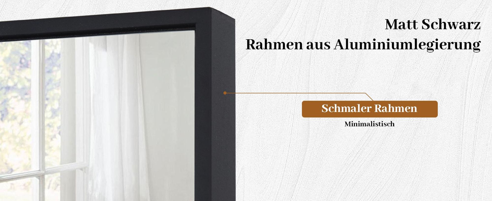 Koonmi 54x160 cm Große Standspiegel, Minimalistische schmaler Aluminiumrahmen, stehend oder hängend für Wohnzimmer und Schlafzimmer, Schwarz