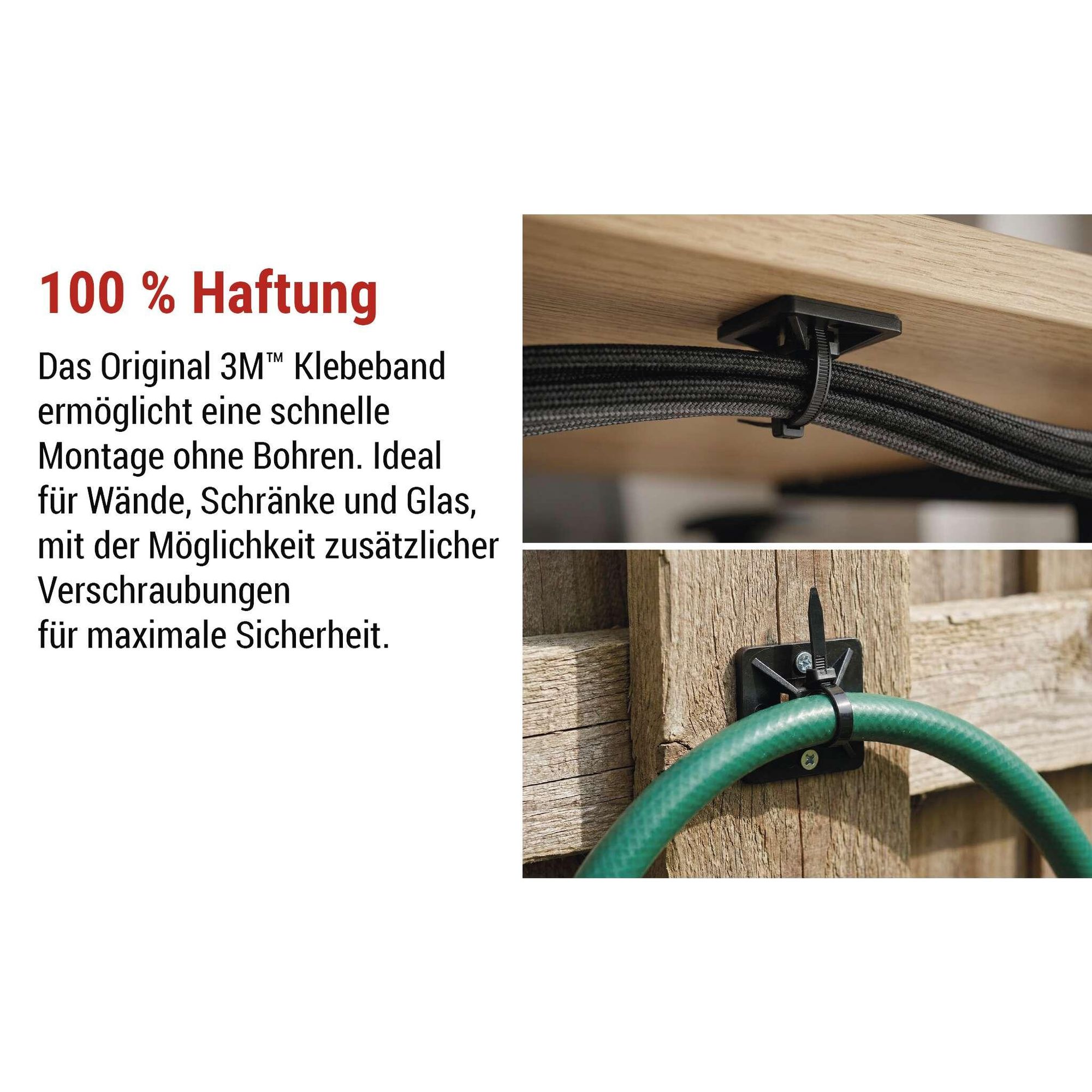 EMOS 25 Stück selbstklebender Kabelbinderhalter, 2x2 cm, 3M-Halterung für Kabelbinder, hohe Festigkeit, -40–80°C, UV-Schutz, für Außen, schwarz, A2831