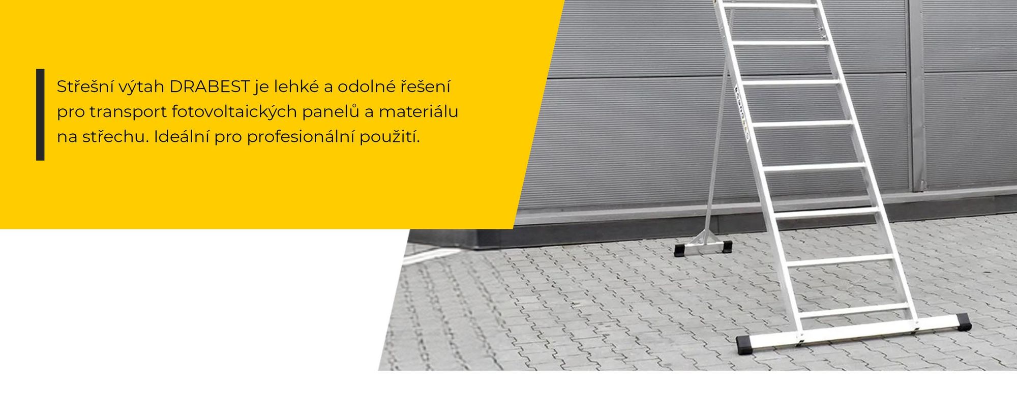 Drabest | Střešní zvedák pro fotovoltaické systémy, hliníkový, 12,5 m, nosnost 125 kg, elektrický naviják 230 V 1050 W, lano 12 m