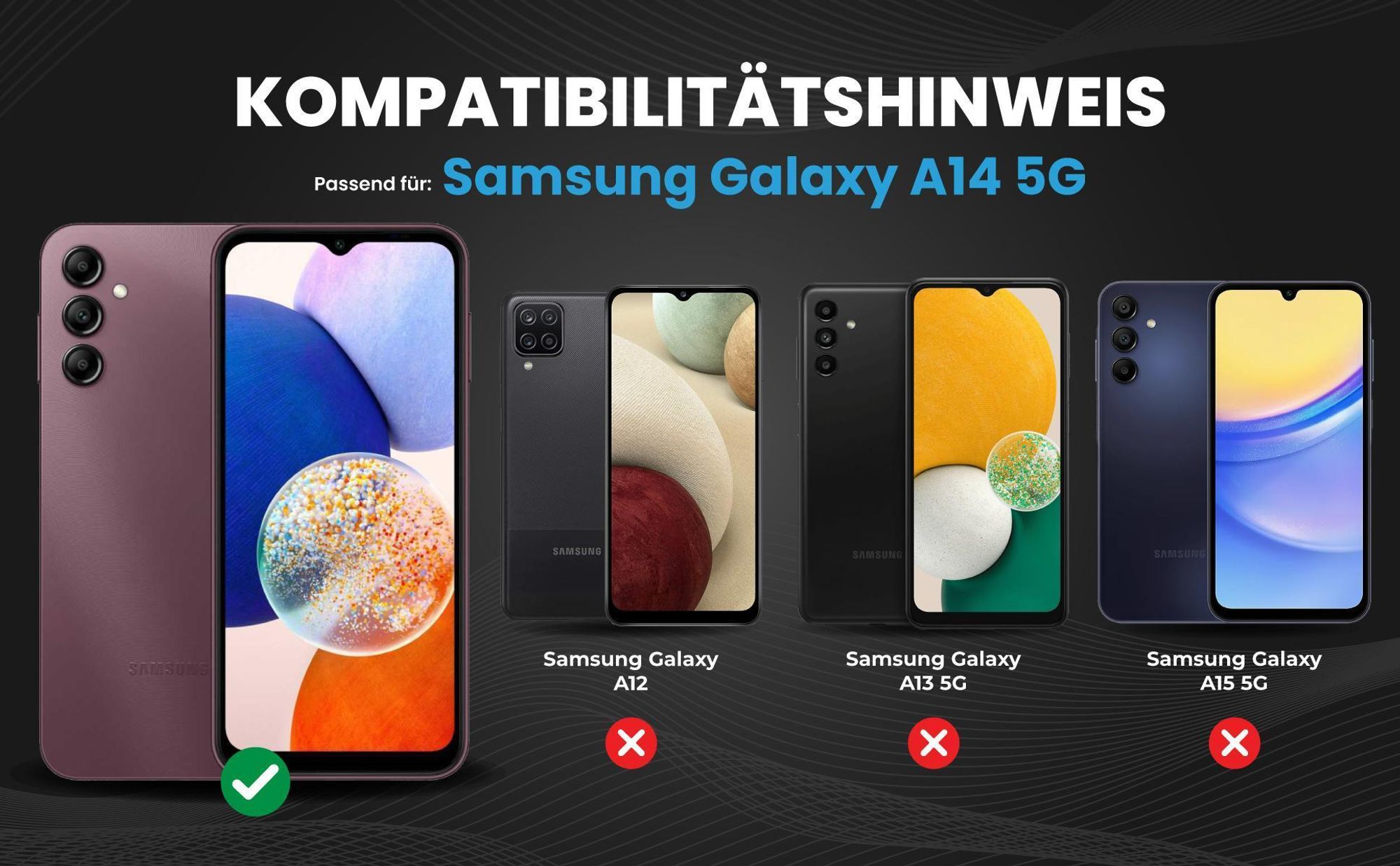 Kompatibilitätshinweise Hülle für Samsung Galaxy A14 / A14 5G