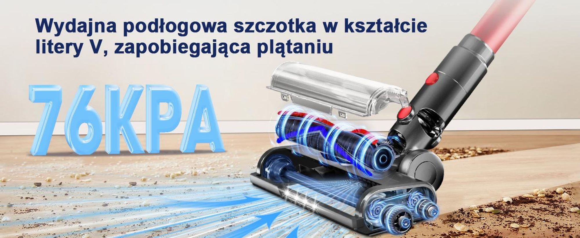 Odkurzacz akumulatorowy Aiibot, 85 000 Pa/80 min/750 W, bezprzewodowy z wyświetlaczem Smart Display, ultracichy odkurzacz (50 dB) z szczotką zapobiegającą plątaniu się włosów, 3 tryby ssania