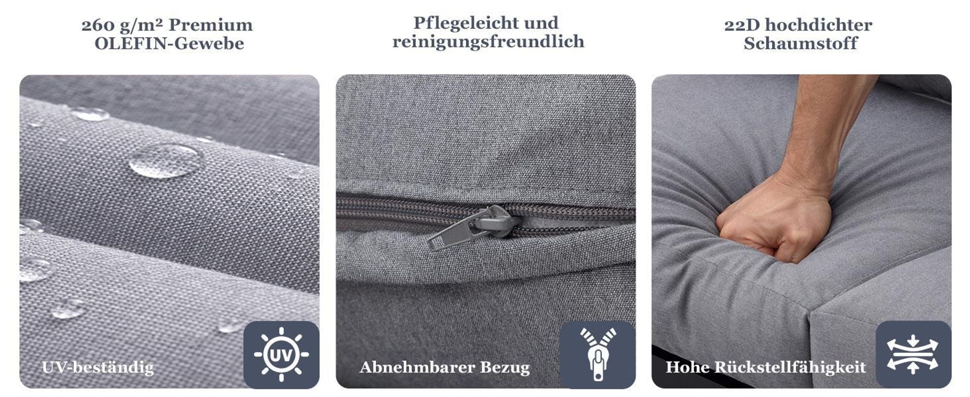 MeXo Gartenlounge-Set Gartenmöbel Set Aluminium Wetterfest 6-7 Personen, mit 12cm Deluxe Relax-Sitzkissen, pflegeleichte Polywood-Tischplatte