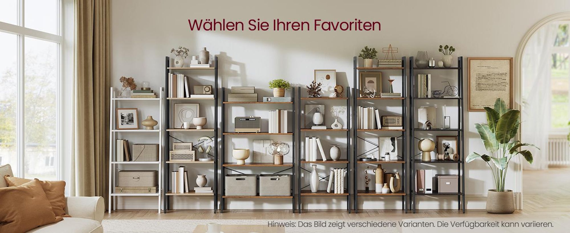 VASAGLE Standregal, Bücherregal, Leiterregal, mit 5 Ablagen, 172 x 56 x 34 cm