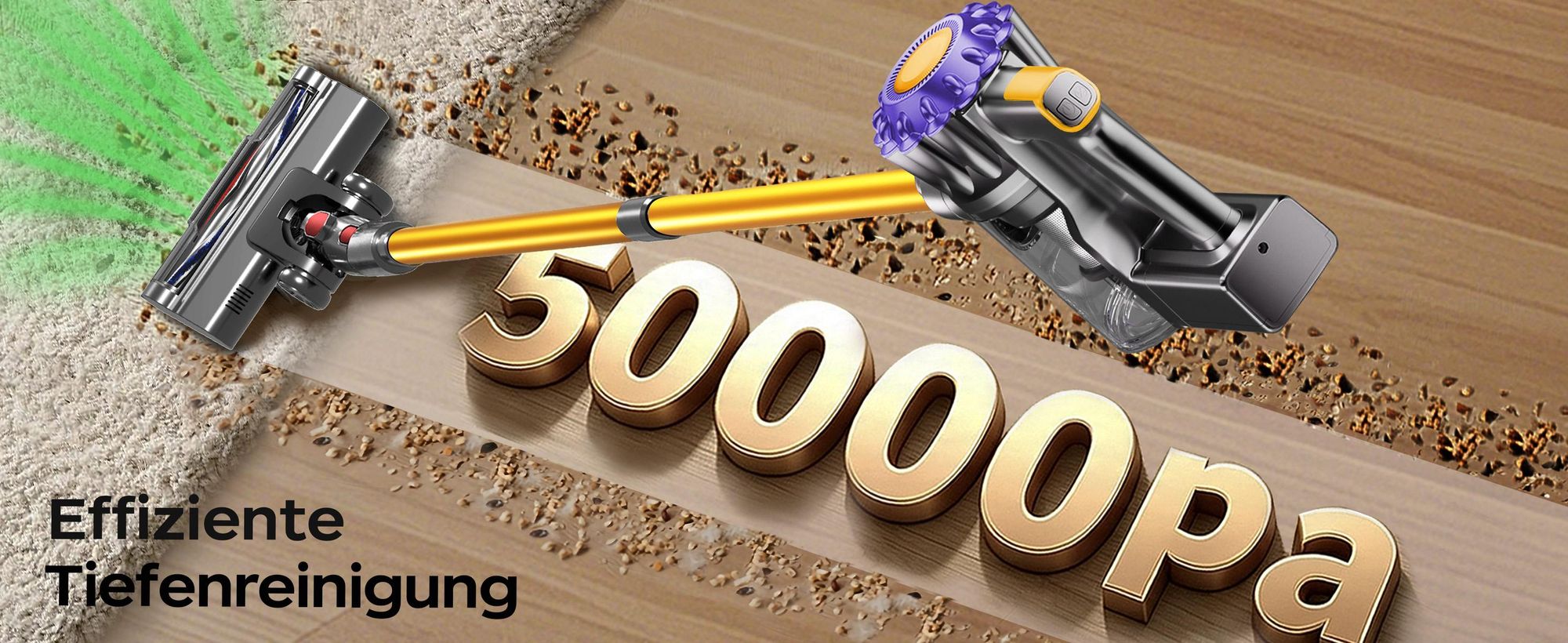 Adormii Akku Staubsauger,50000Pa Staubsauger Kabellos 60 min,Staubsauger 5-in-1 Filtersystem,Handstaubsauger1.6L,für Teppich/Tierhaare
