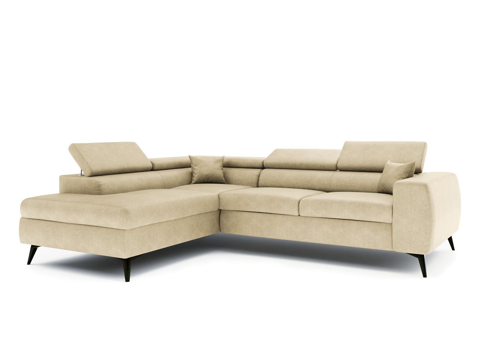 Ecksofa BIANCO in Beige mit Schlaffunktion und Bettkasten