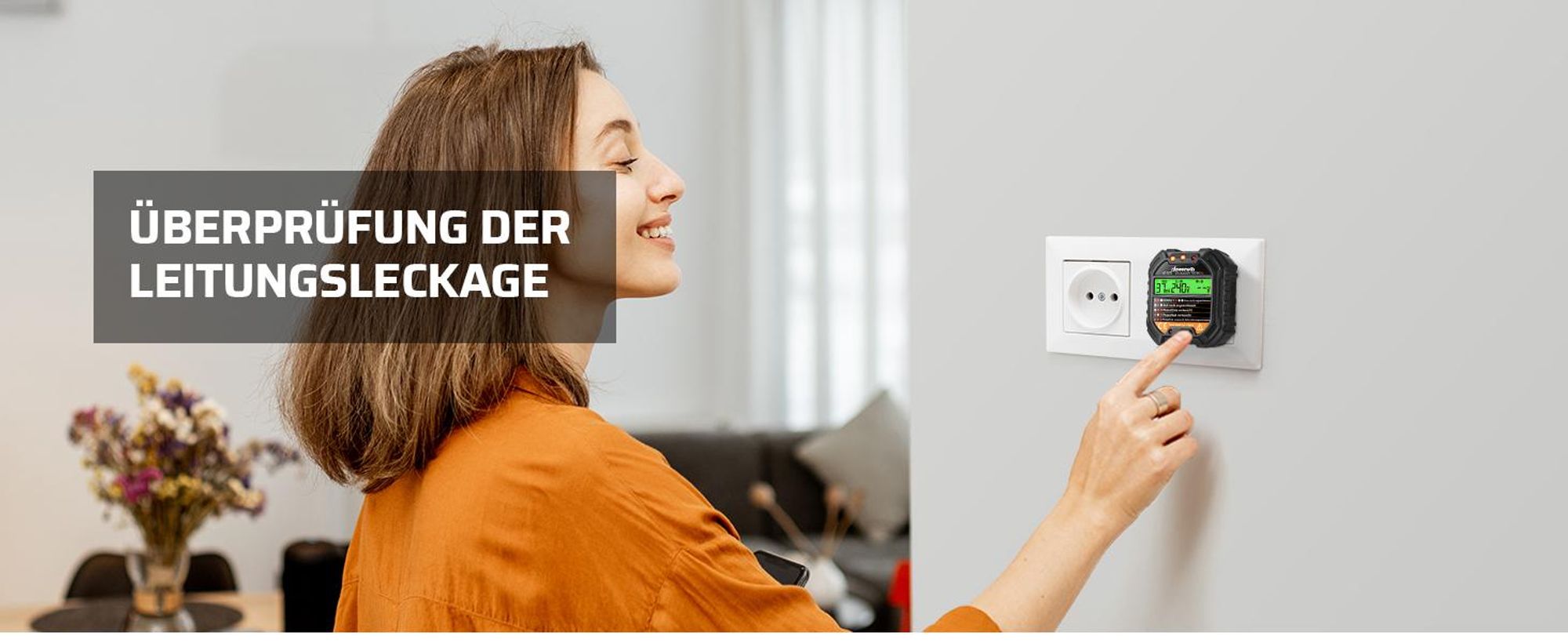 DEWENWILS Strommessgerät, Steckdosentester mit RCD-Prüfung, LCD-Display, FI Test