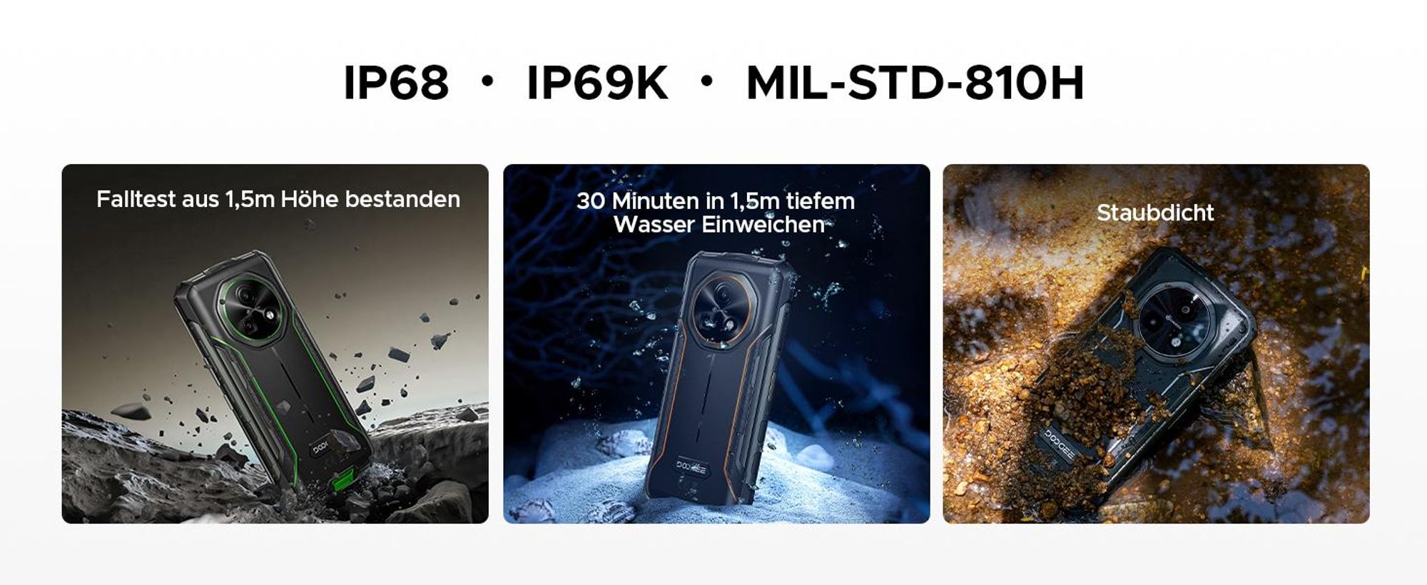 DOOGEE Fire 5 Pro Outdoor Smartphone Handy, Android 15, 4G, IP68/IP69K, 6,6" 90Hz, 13000mAh, 18W, 20+128GB, 13MP, NFC, Fingerabdruck, ohne Vertrag