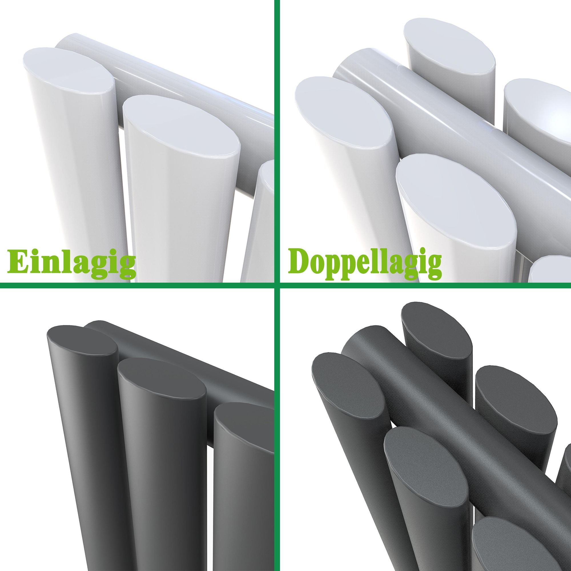Acezanble Design Heizkörper Flach 1600 x 450 mm Weiß Doppellagig Vertikal Paneelheizkörper Mittelanschluss Radiator Heizung für Wohnzimmer 1593W