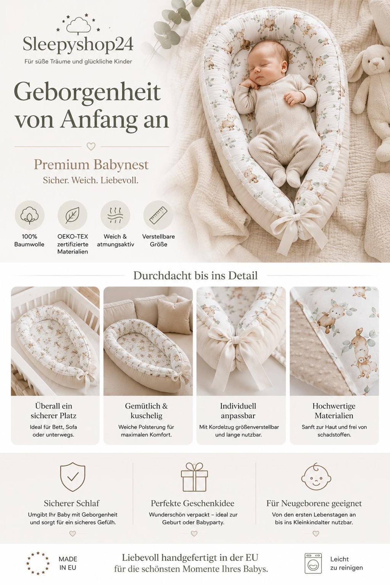 Buggy-Einlage Grau für Kinder | Universal Kinderwagenmatte inkl. Schockabsorbierendem Kissen |  Baumwolle