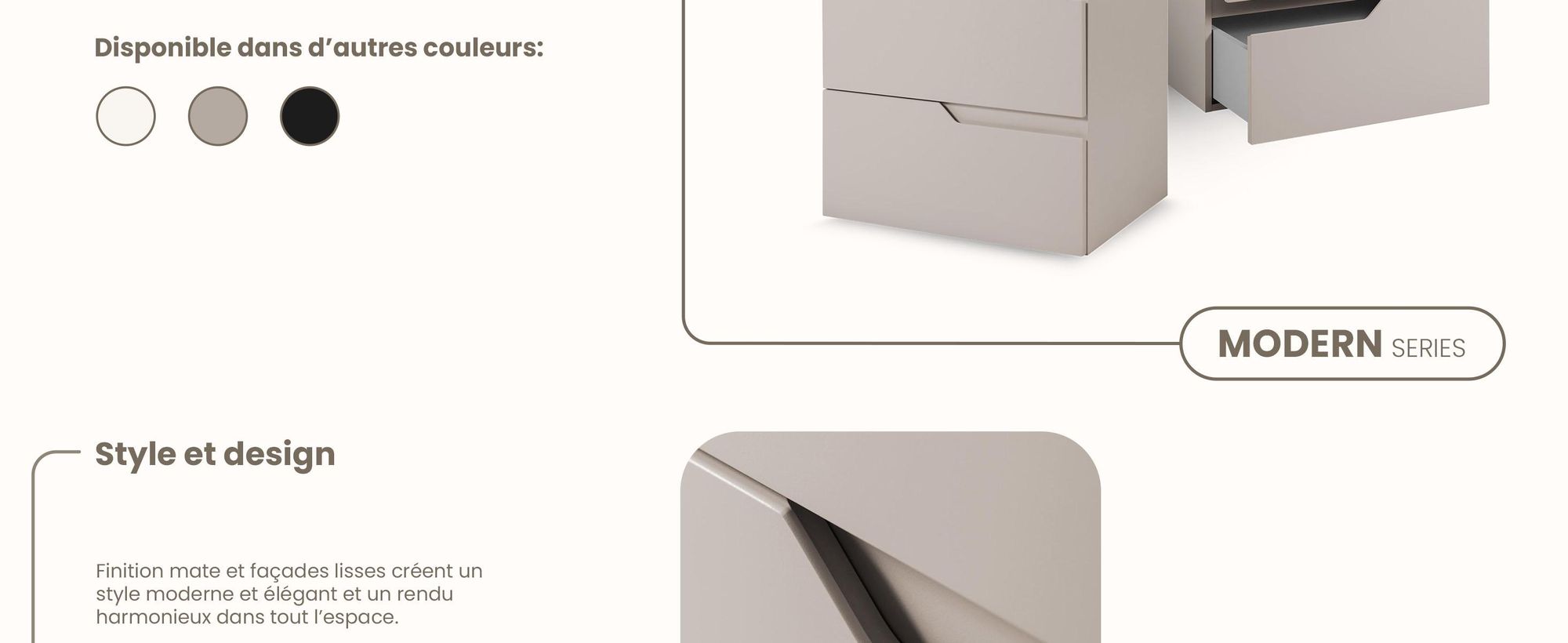 RODAN | Meuble sous lavabo - Beige Matt - 60 cm - Sans Plateau - 2 Tiroirs