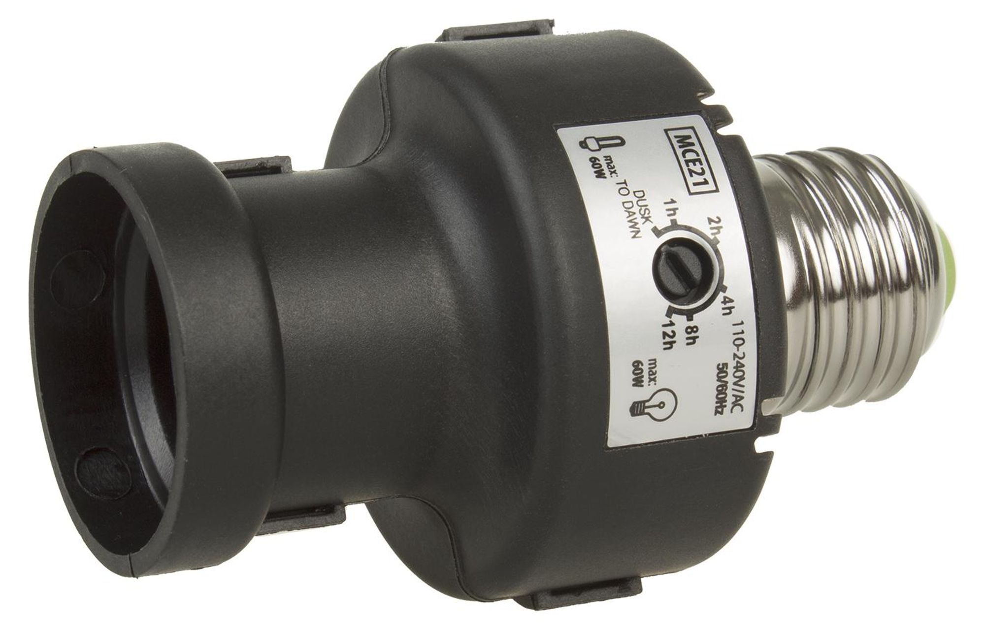 Lampenfassung Adapter für Lampen-Fassung mit Dämmerung-Sensor Lampensockel E27 schwarz
