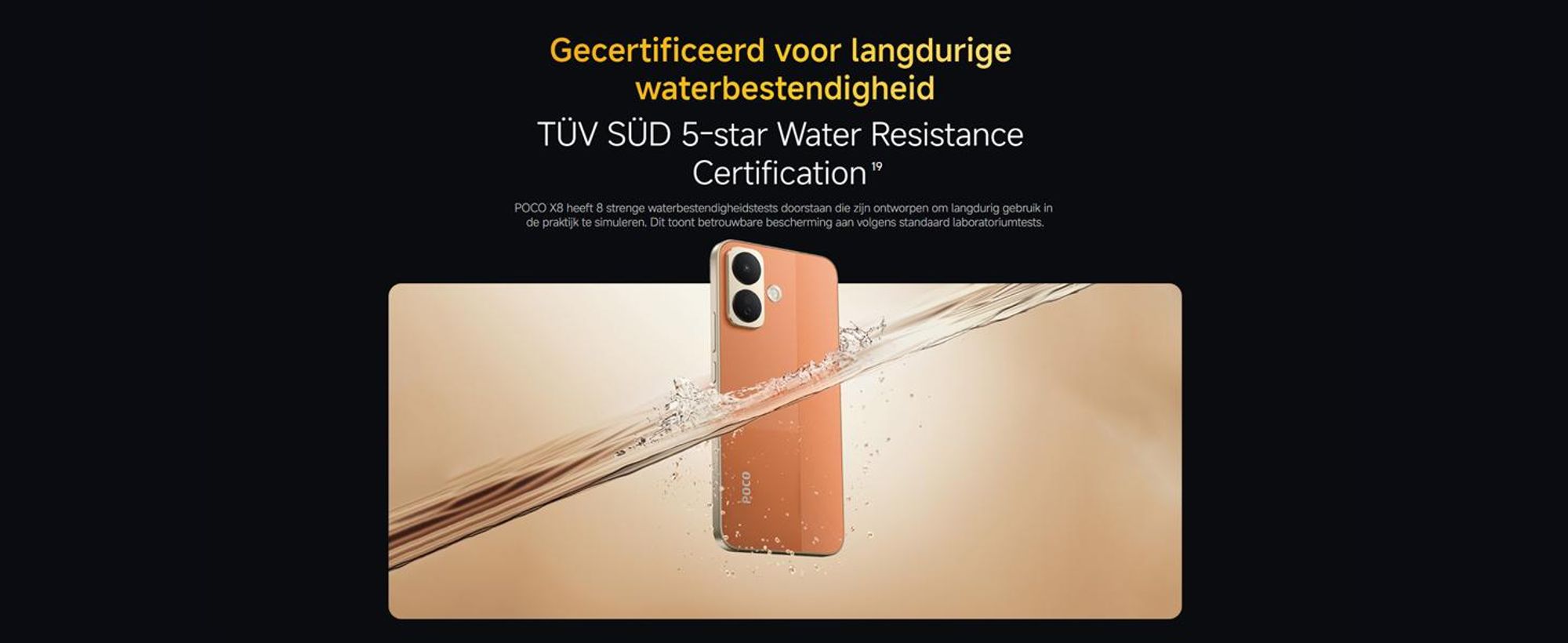 Xiaomi Poco X8 5G smartphone, 12 + 256 GB opslag, oranje kleur, 8340 mAh batterij
