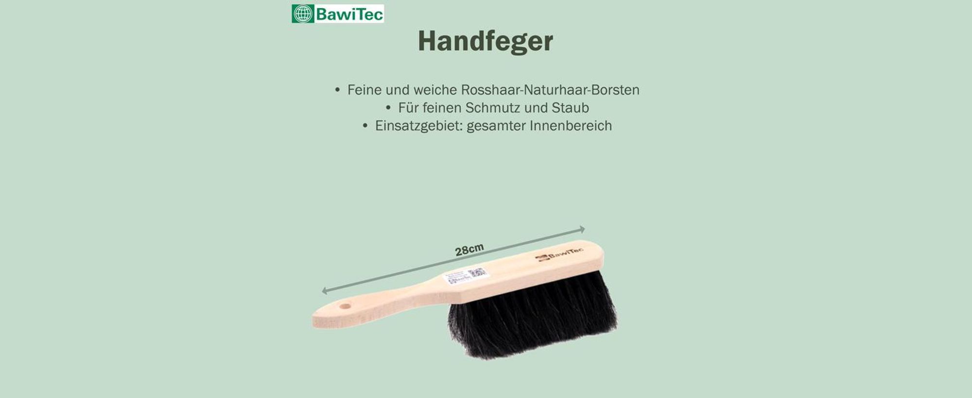 Rosshaarbesen Komplett-Set Kehrgarnitur sehr weiche Borsten mit Stiel Handfeger und Kehrschaufel Besen Holzstiel Kehrblech Kehrset Roßhaar-Borsten