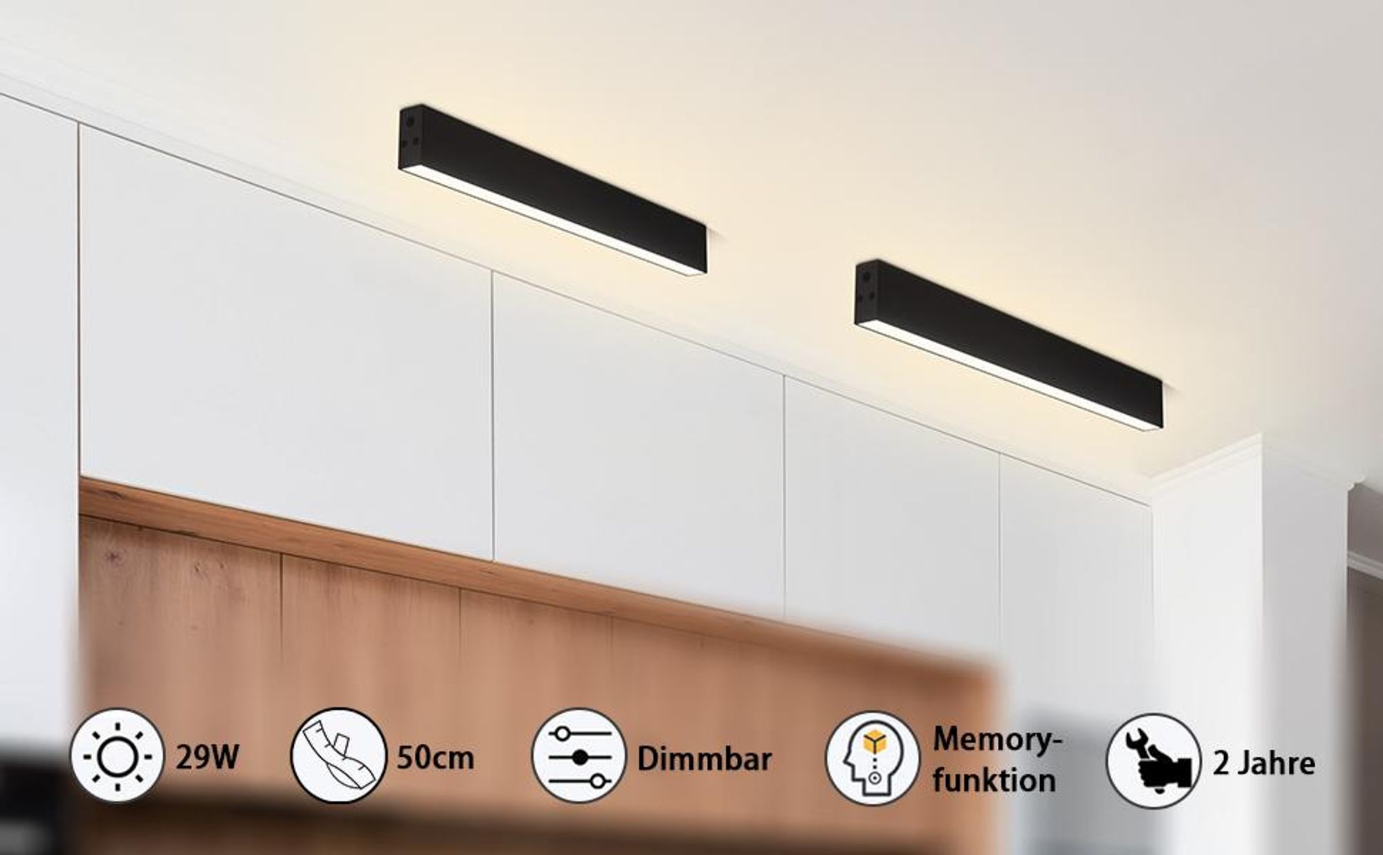 ZMH LED Deckenleuchte Wohnzimmer Deckenlampe 17W Modern Schwarz Deckenbeleuchtung 53.6CM Dimmbar mit Fernbedienung für Schlafzimmer Küche Büro Esszimmer