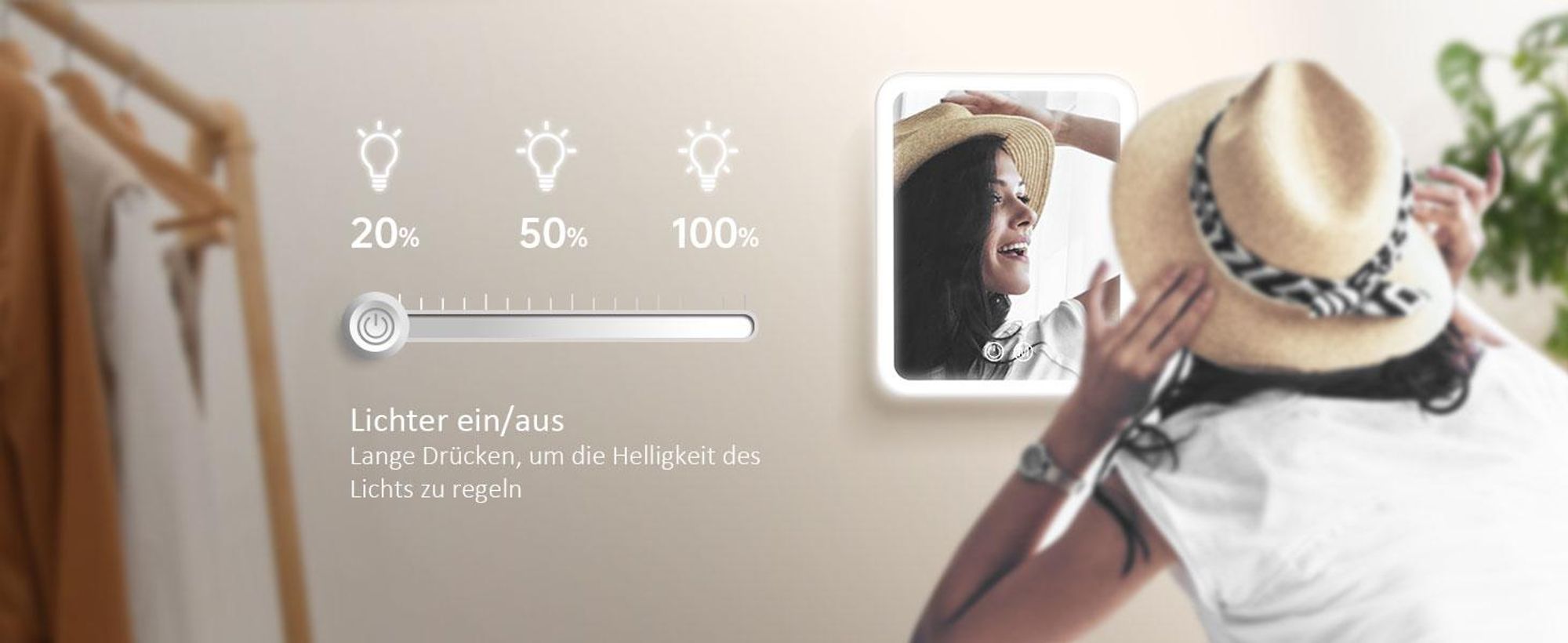 EMKE LED Kosmetikspiegel 181x232mm Weiß Schminkspiegel mit Saugnapf und 3 Fach Vergrößerungsspiegel