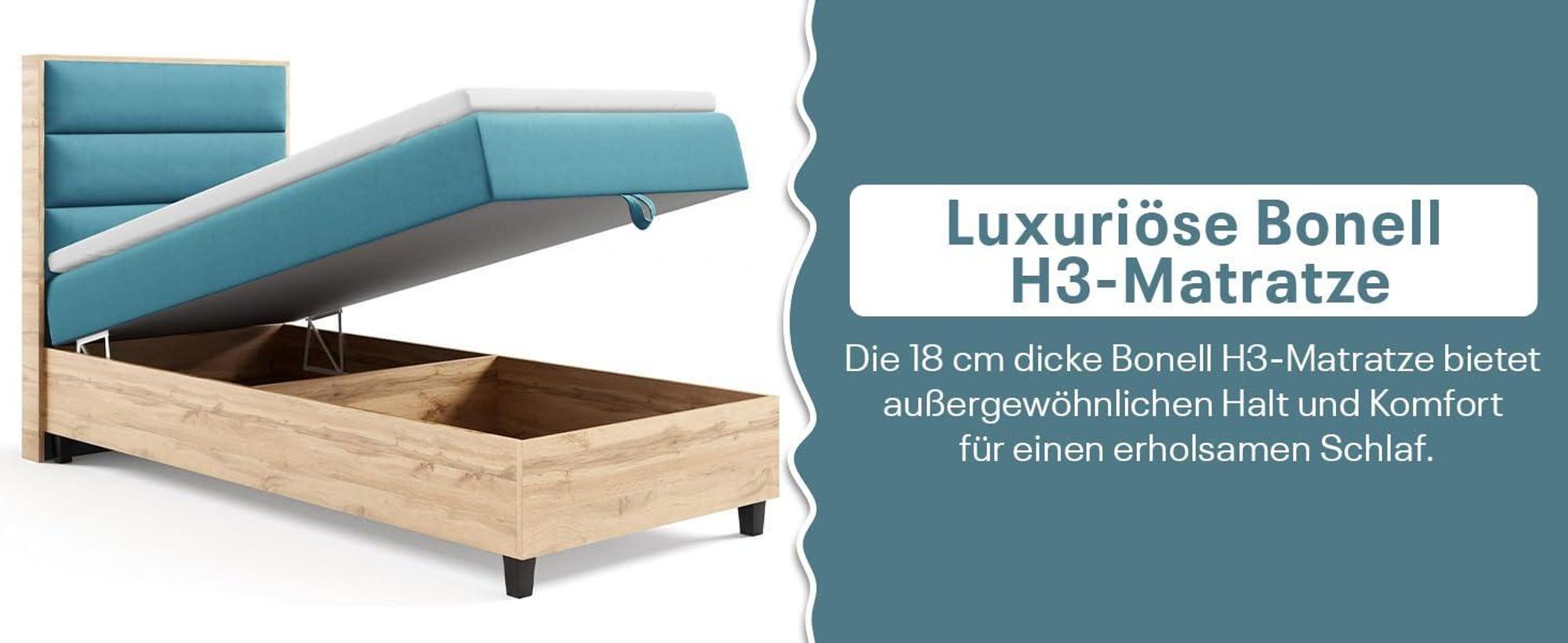 Trinity K-1 Einzelbett 100x200 Mintgrün | Boxspringbett mit Bettkasten | Bonellfederkern & Topper|Polsterbett mit Kopfteil|Lieferung Bordsteinkante