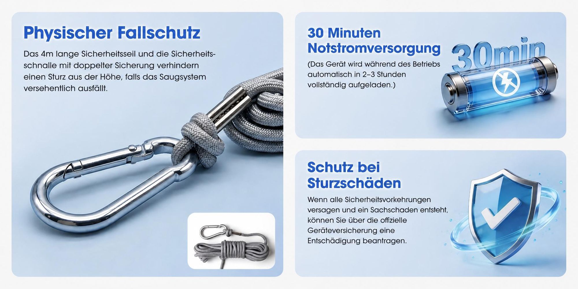 Lubluelu W100 Fensterputzroboter mit Sprühfunktion, 7000 Pa Saugkraft, Fernbedienung & 4 m Sicherheitsseil, inkl. 4 waschbarer Mikrofasertücher