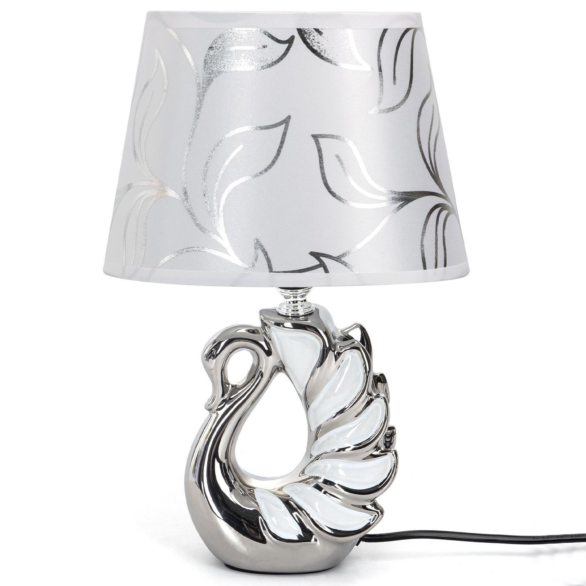 Aigostar Tischlampe aus Keramik, Vintage Tischleuchte mit Stoffschirm, E14 Fassung, max.40W, Moderne Nachttischlampe, (ohne Leuchtmittel) - H310mm