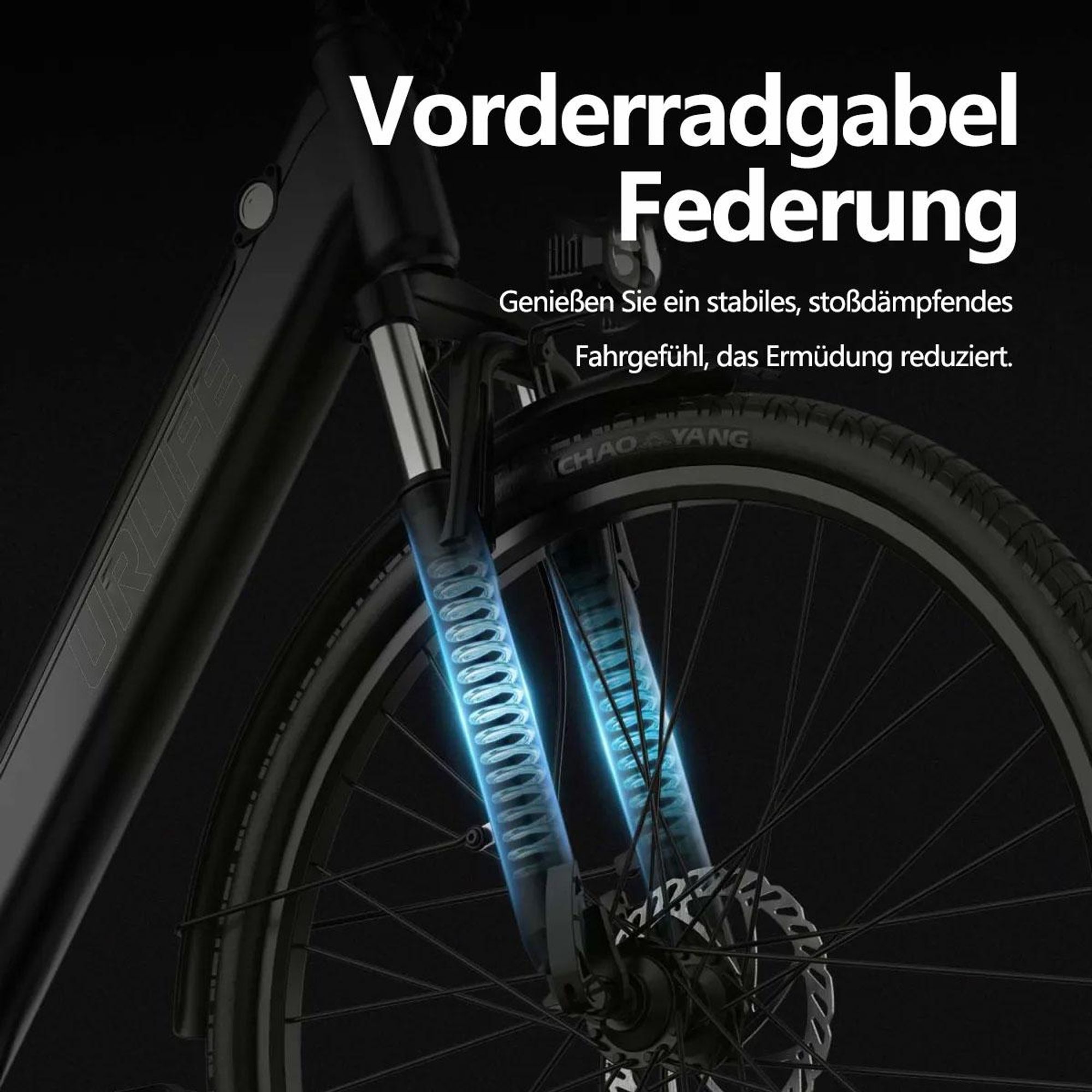 Elektrisches Bike URLIFE E26- 250W Motor 48V10.4Ah Akku 26 Zoll Reifen Scheibenbremsen - Schwarz