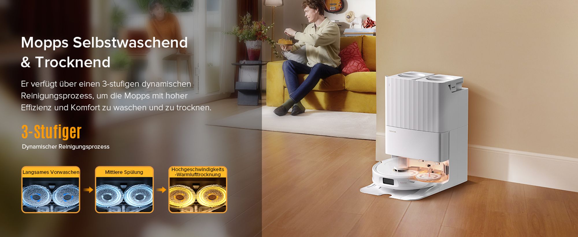 Roborock Qrevo S5V Staubsauger Roboter 12.000 Pa (Upgrade von S7 Pro Ultra), Zero-Tangle System, Multifunktions-Dock,PreciSense-LiDAR-Navigation, Weiß
