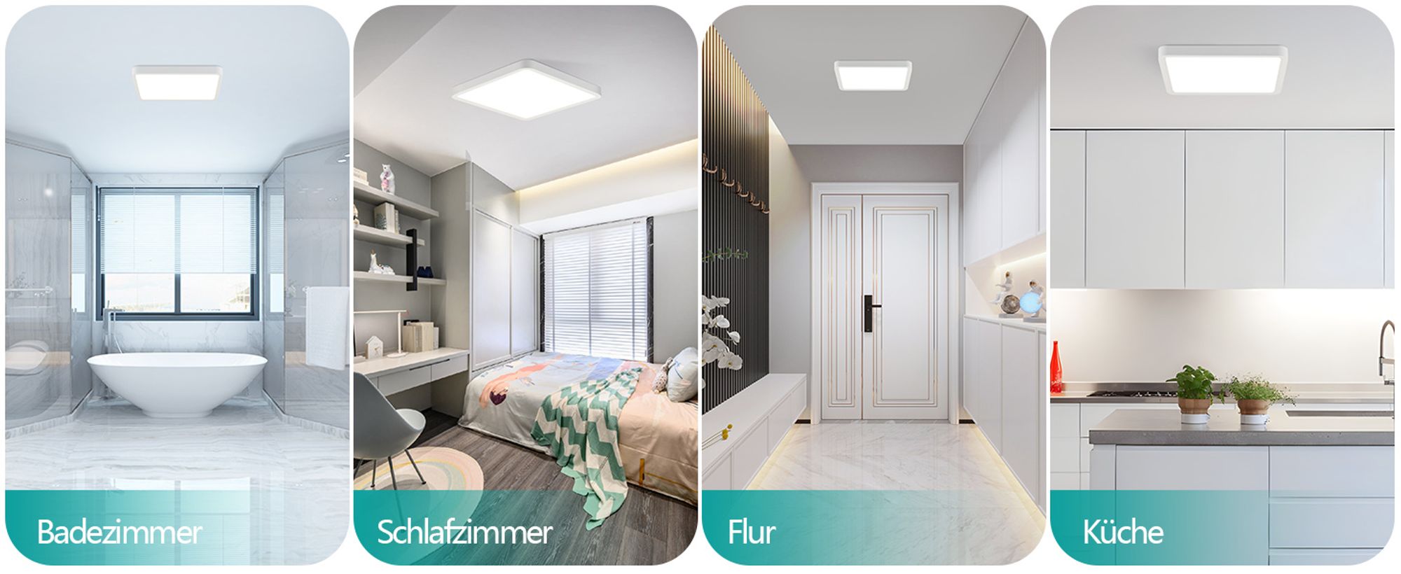 ZMH Deckenlampe LED Deckenleuchte Flach 23CM Badezimmerlampe Weiß 18W Flurlampe Deckenbeleuchtung Schlafzimmer 6500K Küchenlampe Eckig Badlampe