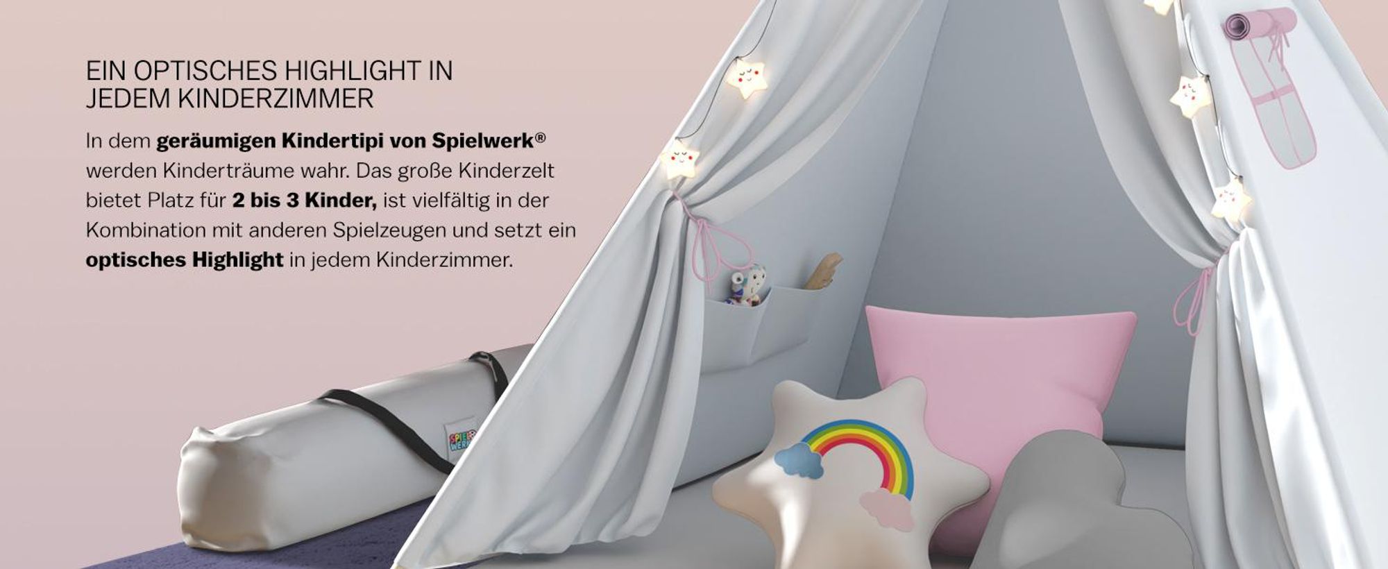 SPIELWERK Tipi Zelt Kinderzelt Rosa