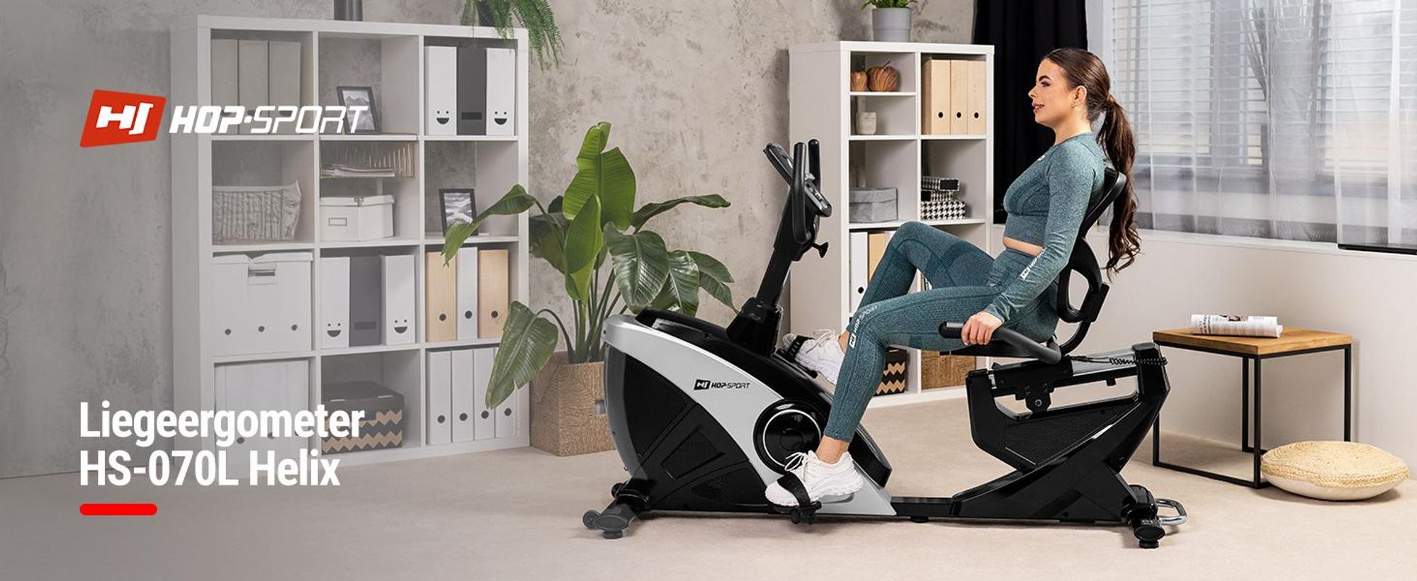 HOP SPORT® Liegeergometer für Zuhause mit 16 verstellbaren Widerstandsstufen, Leise Liegerad Heimtrainer mit Smart Bluetooth APP, Großer Bequemer Sitz