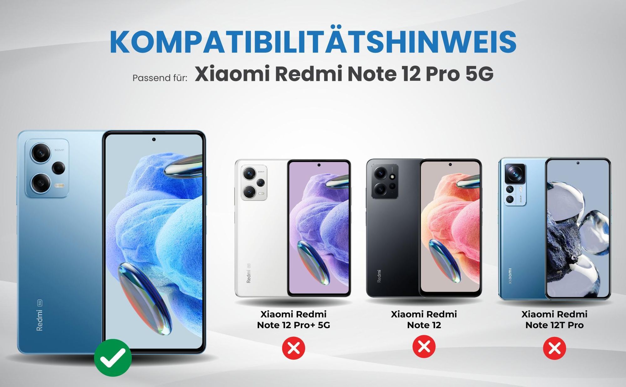 Kompatibilitätshinweise Hülle für Xiaomi Redmi Note 12 Pro 5G