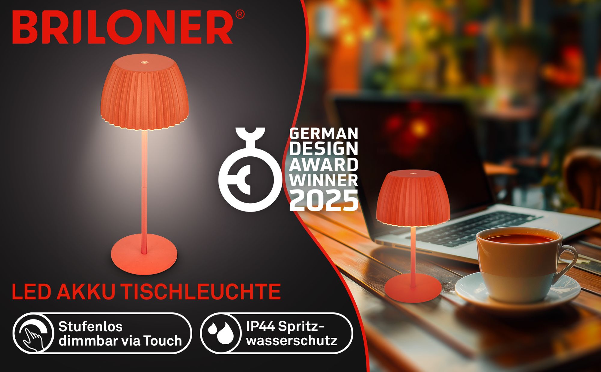 LED Tischlampe Akku LED Tischleuchte Dimmbar Kabellos Touch Aussen/Innen