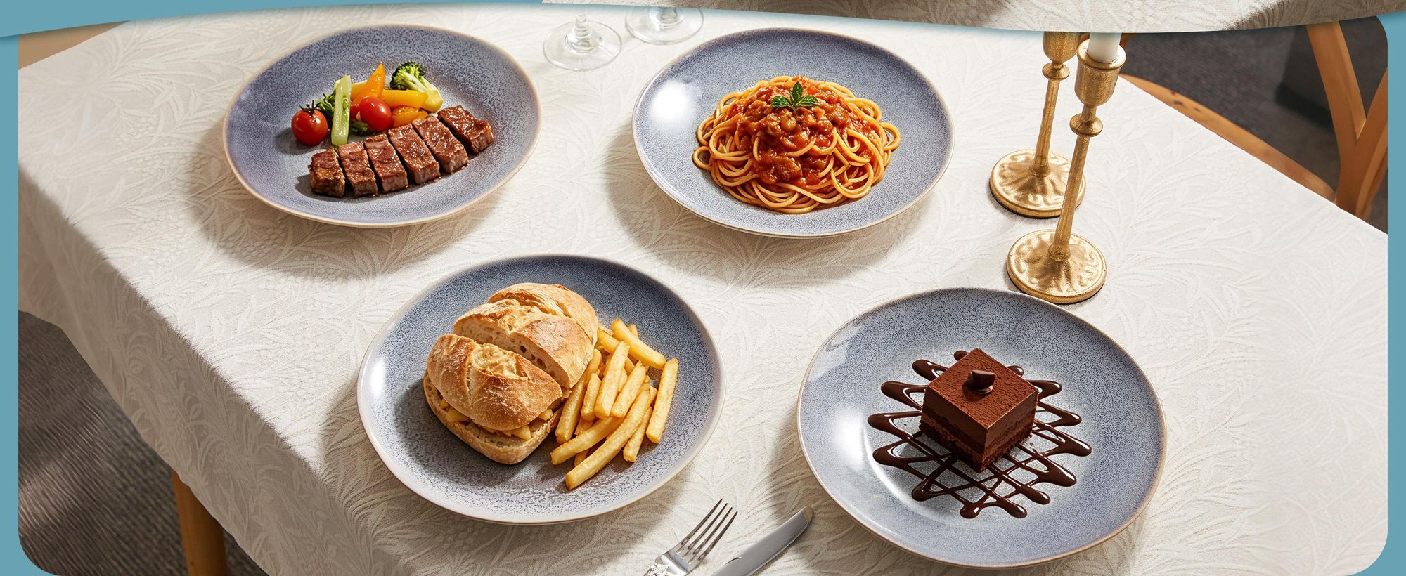 Teller Set 4-teiliges Keramik Ø27,7cm – Essteller, Pasta- & Dessertteller für 4 Personen – Reactive Glaze Oberfläche, mikrowellen- & spülmaschinenfest