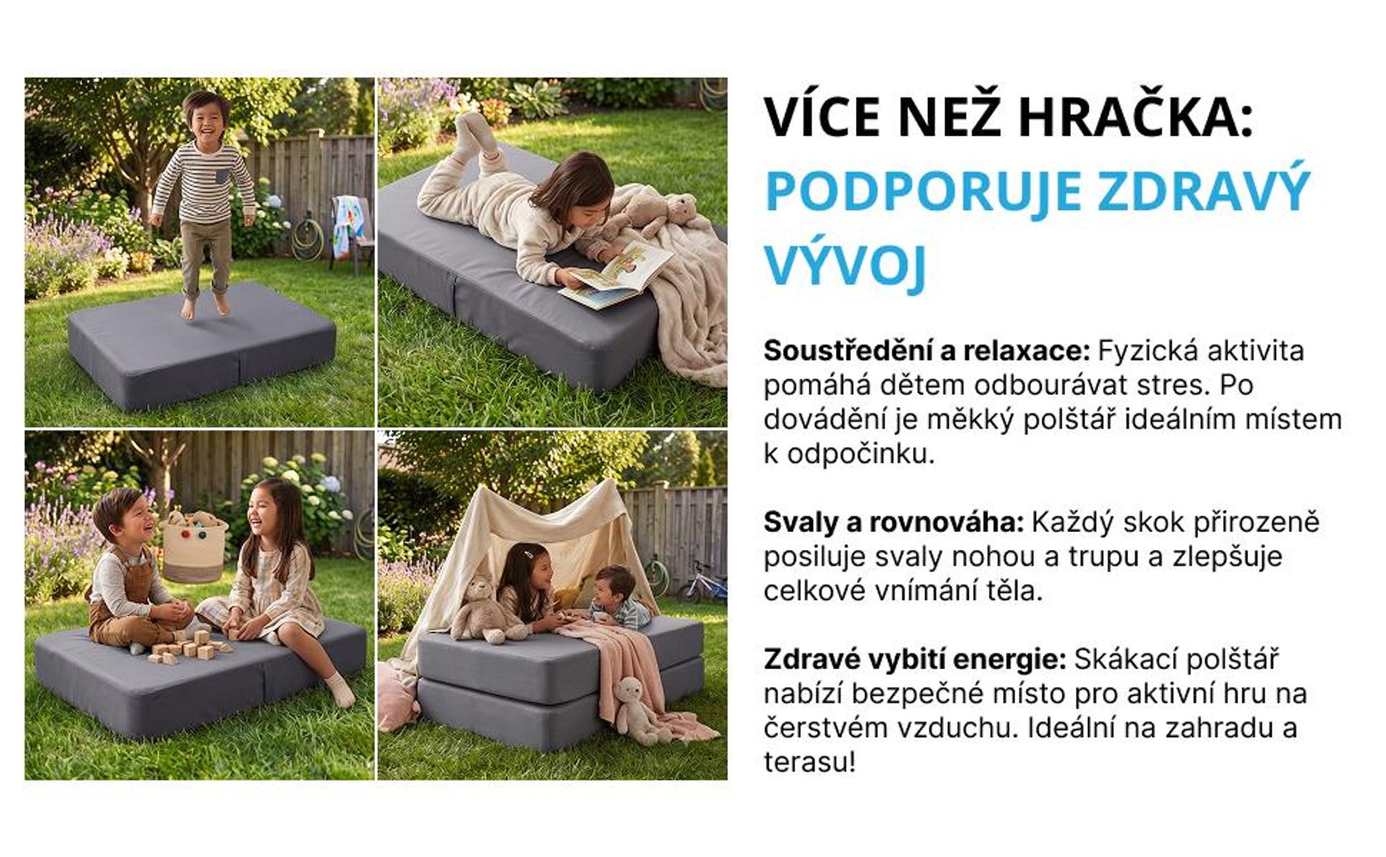 polštář matrace dětská trampolína venku velká skákání poskakování trampolínová hrací