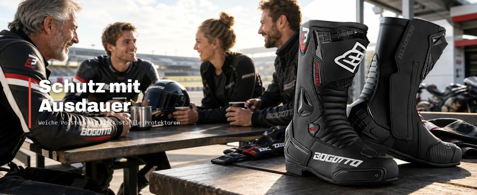 Bogotto Losail Motorradstiefel, schwarz, 43