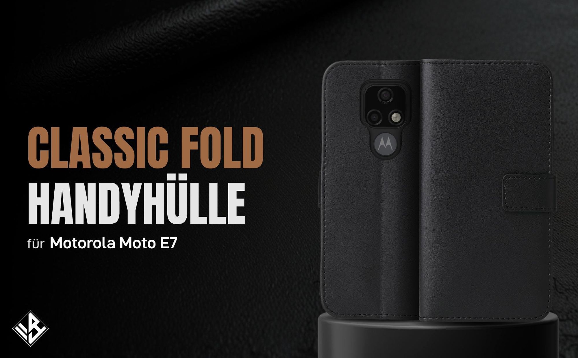 Schwarze Klapphülle für Motorola Moto E7 mit Wallet-Funktion