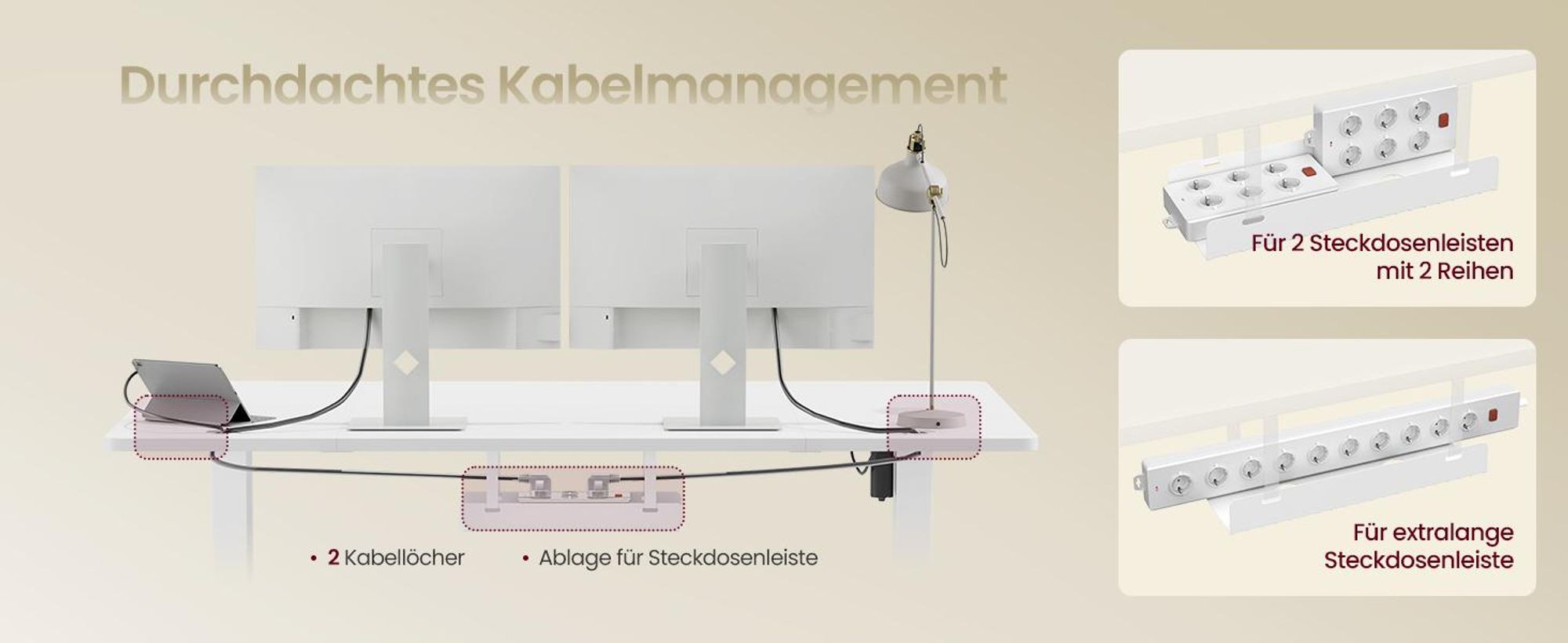 VASAGLE Höhenverstellbarer Schreibtisch, 140 cm, USB-C-Anschluss, Ablage für Steckdosenleiste, Erinnerung bei langem Sitzen, 3 Speichertasten