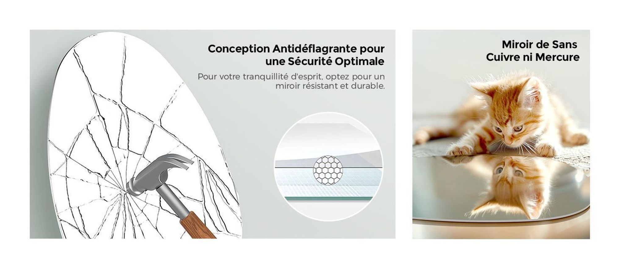 S'AFIELINA miroir mural asymétrique 85×50 cm sans cadre miroir de couverture miroir de salle de bain pour salon, salle de bain et chambre à coucher