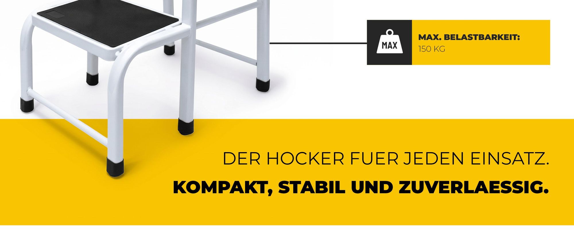 Drabest | Stahlhocker - 2 Stufen - Stabil Und Robust - Rutschfeste Füße - Tragfähigkeit 150 kg - Für Haushalt Büro Und Reparaturen
