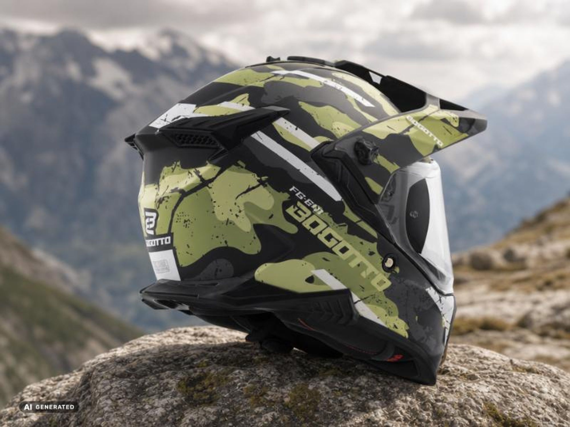 Bogotto FG-601 Sniper Fiberglas Enduro Helm, schwarz matt/grau, L (59/60)