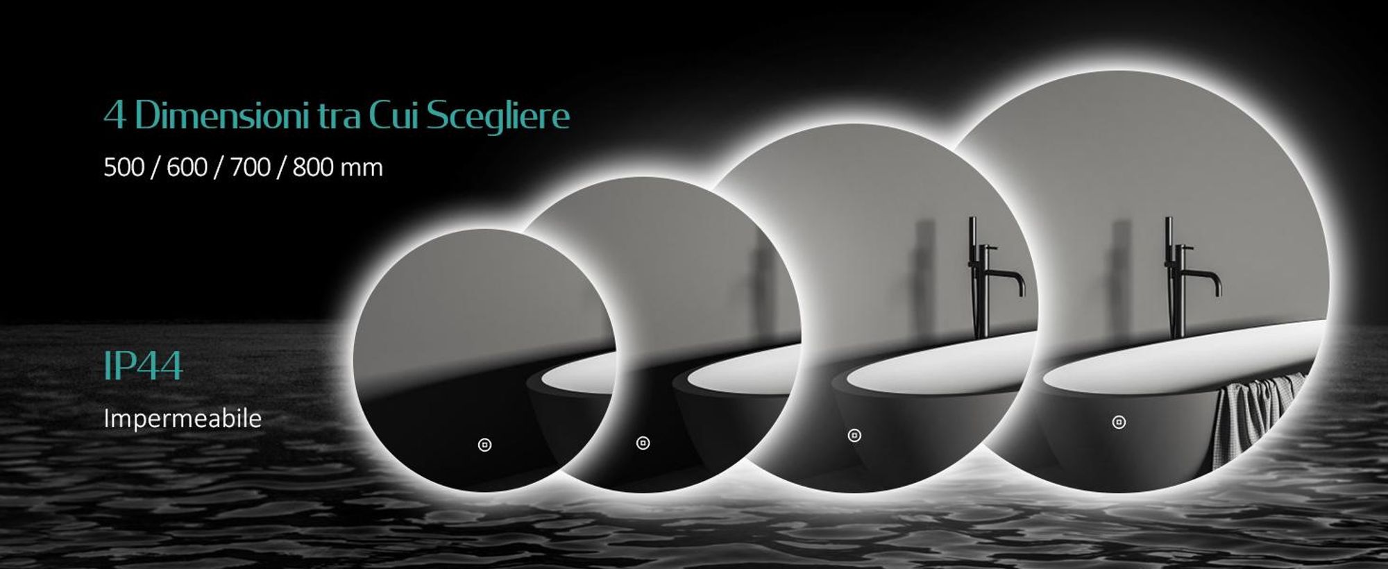 EMKE Specchio da bagno LED rotondo 60 cm Specchio LED Specchio da bagno con illuminazione Specchio con luce bianca fredda Specchio da parete con interruttore touch IP44 A risparmio energetico