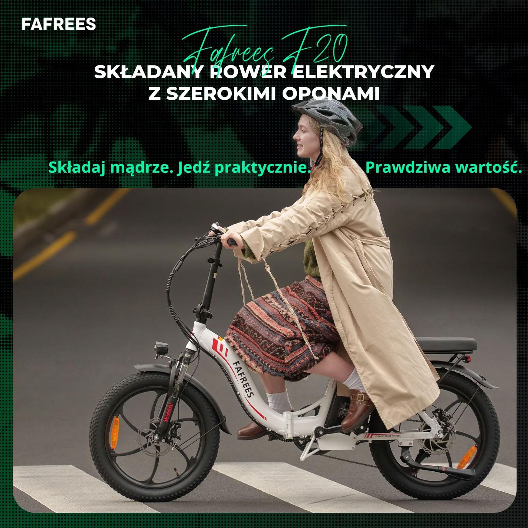 FAFREES F20 Rower Elektryczny - Silnik 250W Bateria 36V18Ah Koła 20'' Mechaniczny Hamulec Tarczowy - Szary