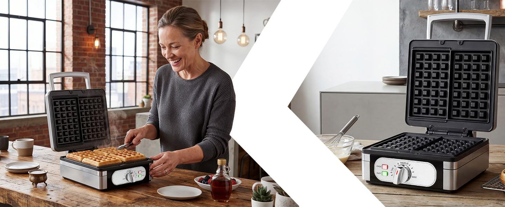 Waffeleisen Waffeltoaster Elektrogrill Wafflemaker Waffelautomat für 2 Belgische Waffeln Doppelwaffeleisen 1400W Edelstahl Retoo