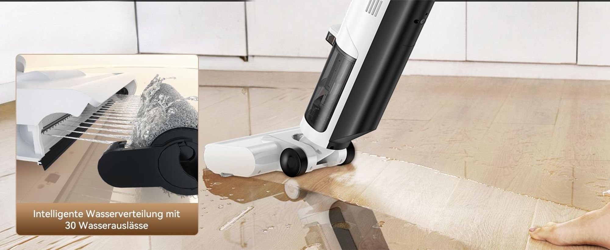 JONR ED12 lite Nass Trockensauger, 750mL Wassertank, 25-Minuten, Kantenreinigungsbürste, automatische Reinigungsfunktion für Hartböden