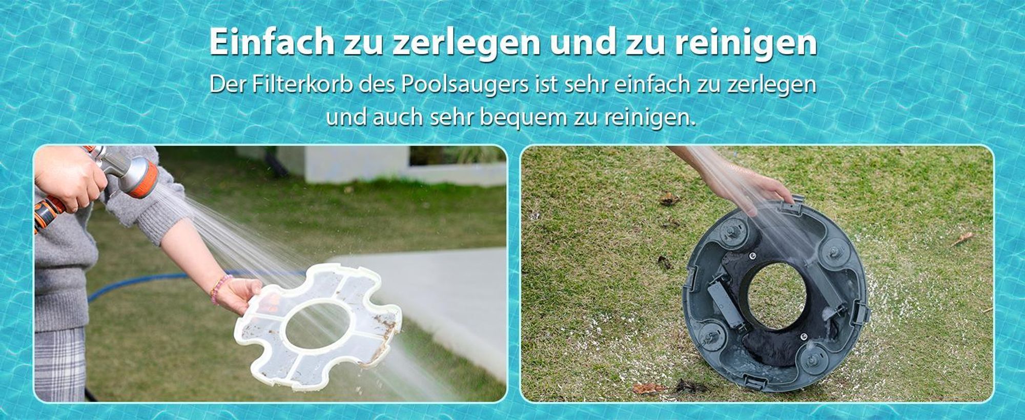 Redkey S100 Kabelloser Poolsauger für Bodenpool, automatischer Poolsauger hält 130 Minuten mit starker Saugkraft, 180μm für oberirdischen/flachen Pool