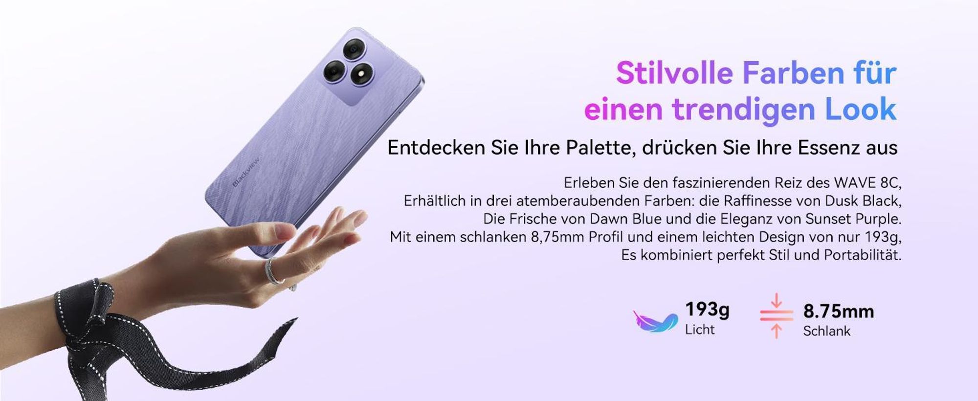 Blackview Wave 8C 6.56" Handy Ohne Vertrag, 6GB+64GB, Dual SIM, 4700mAh,Face ID, 13MP+ 8MP Kamera, 4G, Dawn Blue