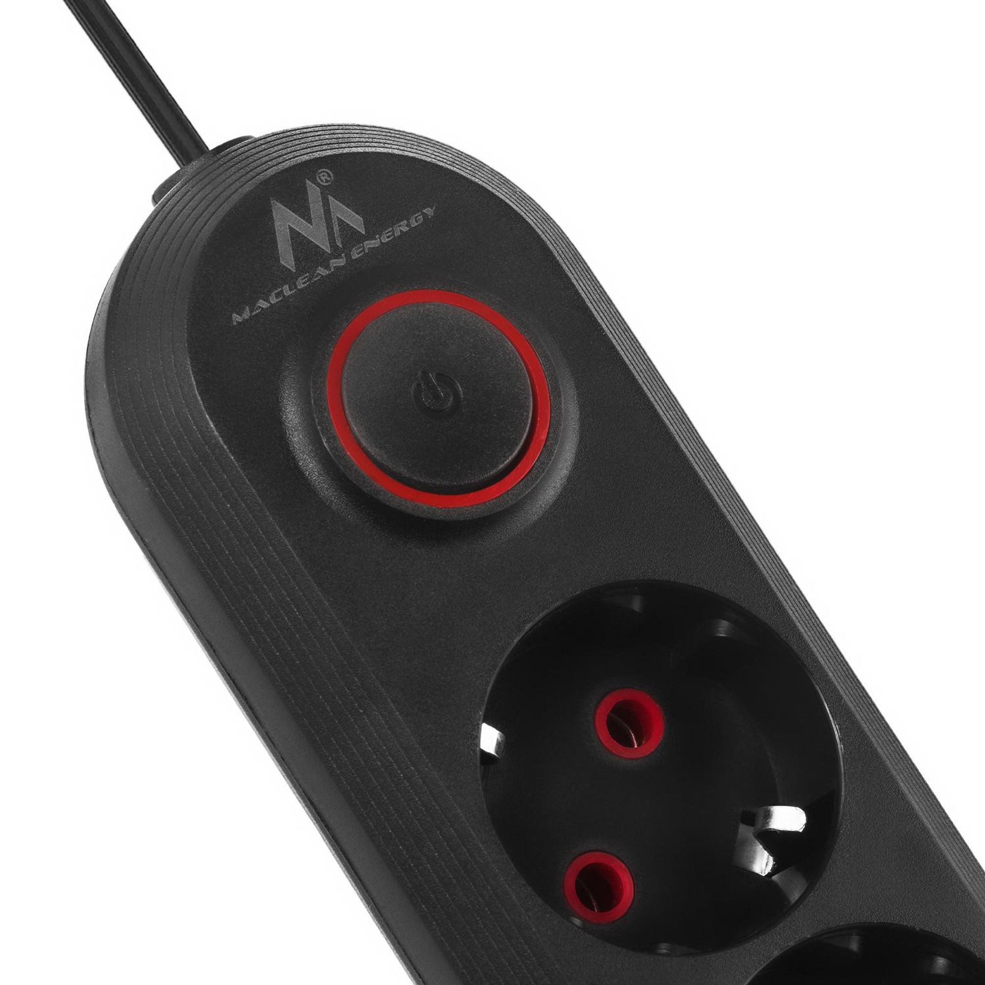 Maclean Steckdosenleiste 5 Steckdosen-Verlängerungskabel + 3xUSB 110-240V AC 50/60Hz 2,1A max 2500W 1,5m schwarz MCE395 B