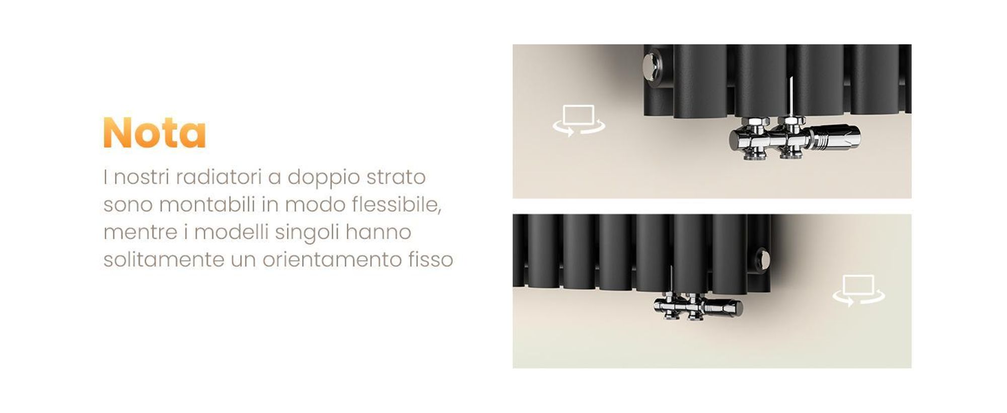 Radiatore tubolare di design EMKE per il funzionamento ad acqua calda con attacco centrale verticale ovale a doppio strato 678 watt 24 cm x 180 cm antracite senza elemento riscaldante