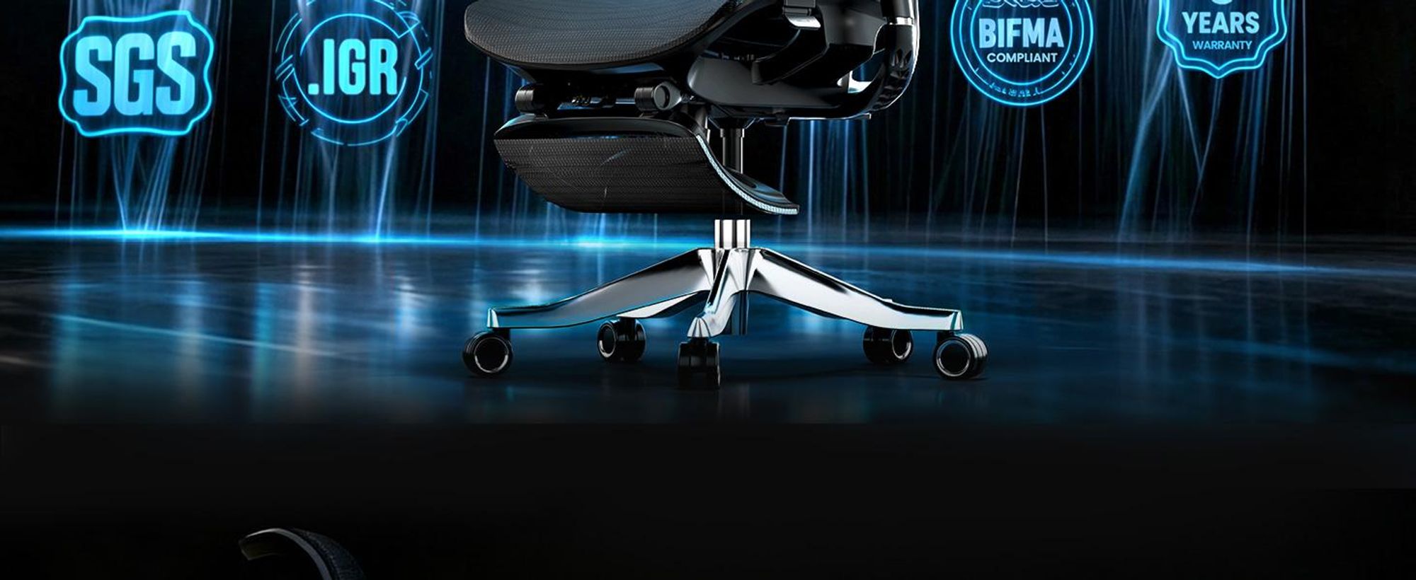 FLEXISPOT ErgoX Max Ergonomischer Bürostuhl bis 300 kg, mit Fußstütze, 4D Kopfstütze & 5D Armlehnen, Einteiliger Rücken- & Lendenstütze, Schwarz