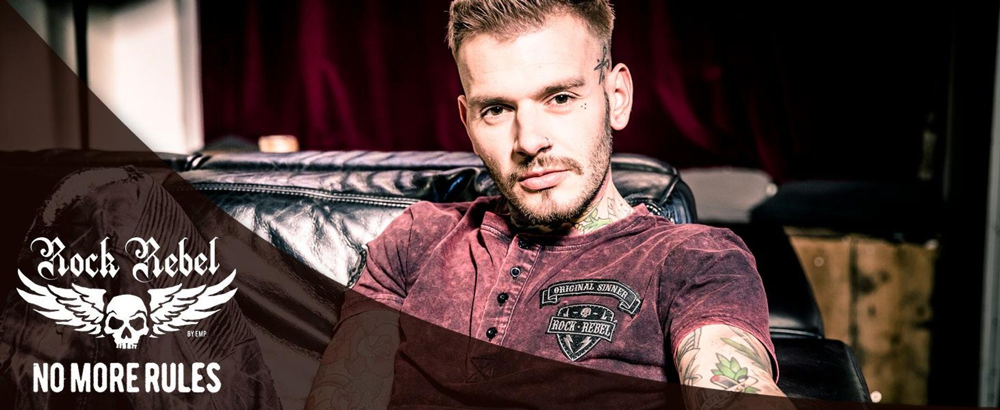 Rock Rebel by EMP Herren rotes Vintage T-Shirt mit Patches 3XL