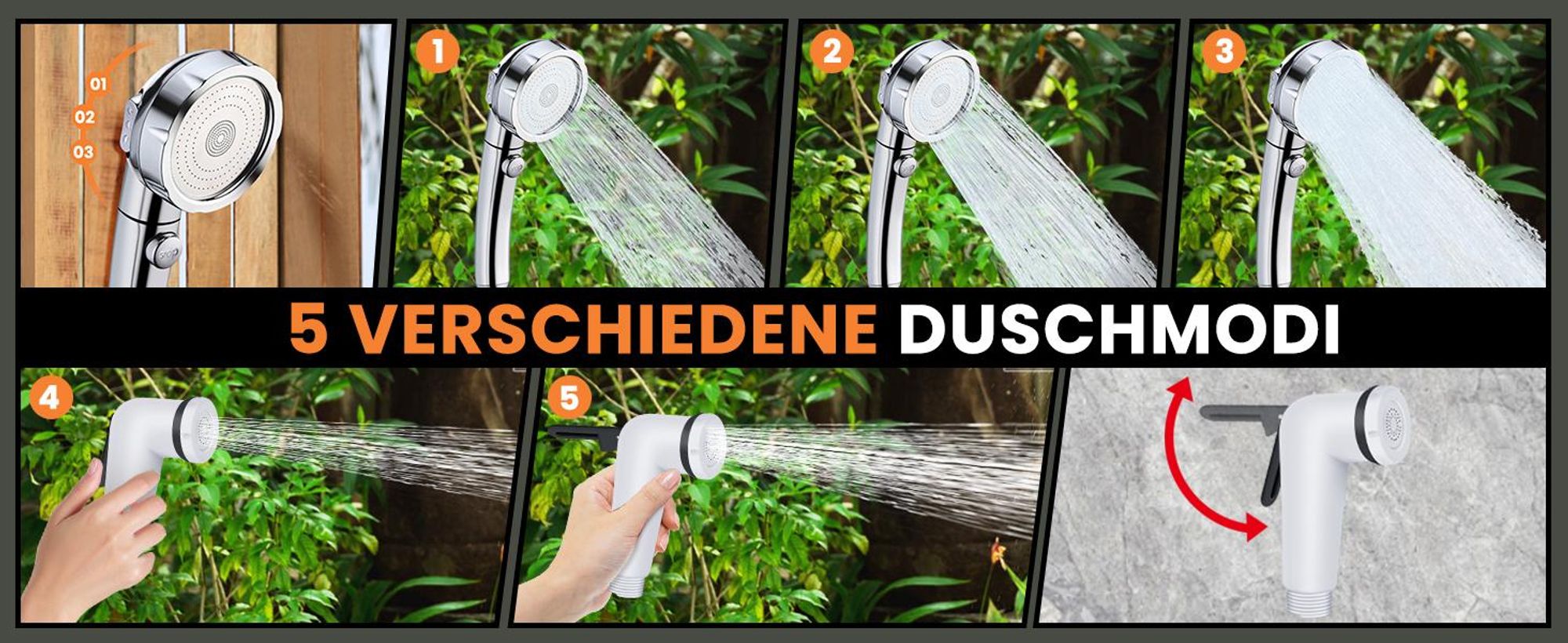 Tragbare Campingdusche, Camping Dusche Outdoor, 6000mAh Akku, mit Pumpe und Temperaturanzeige, Mobile Duschen Außenduschen mit Duschkopf und Schlauch