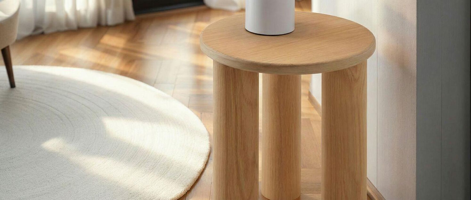 tectake® Beistelltisch Sisi, rund, Beine aus Massivholz